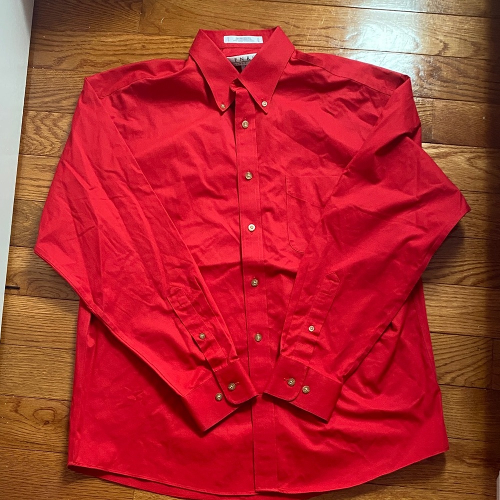 Men's Red Button-Down Shirt
